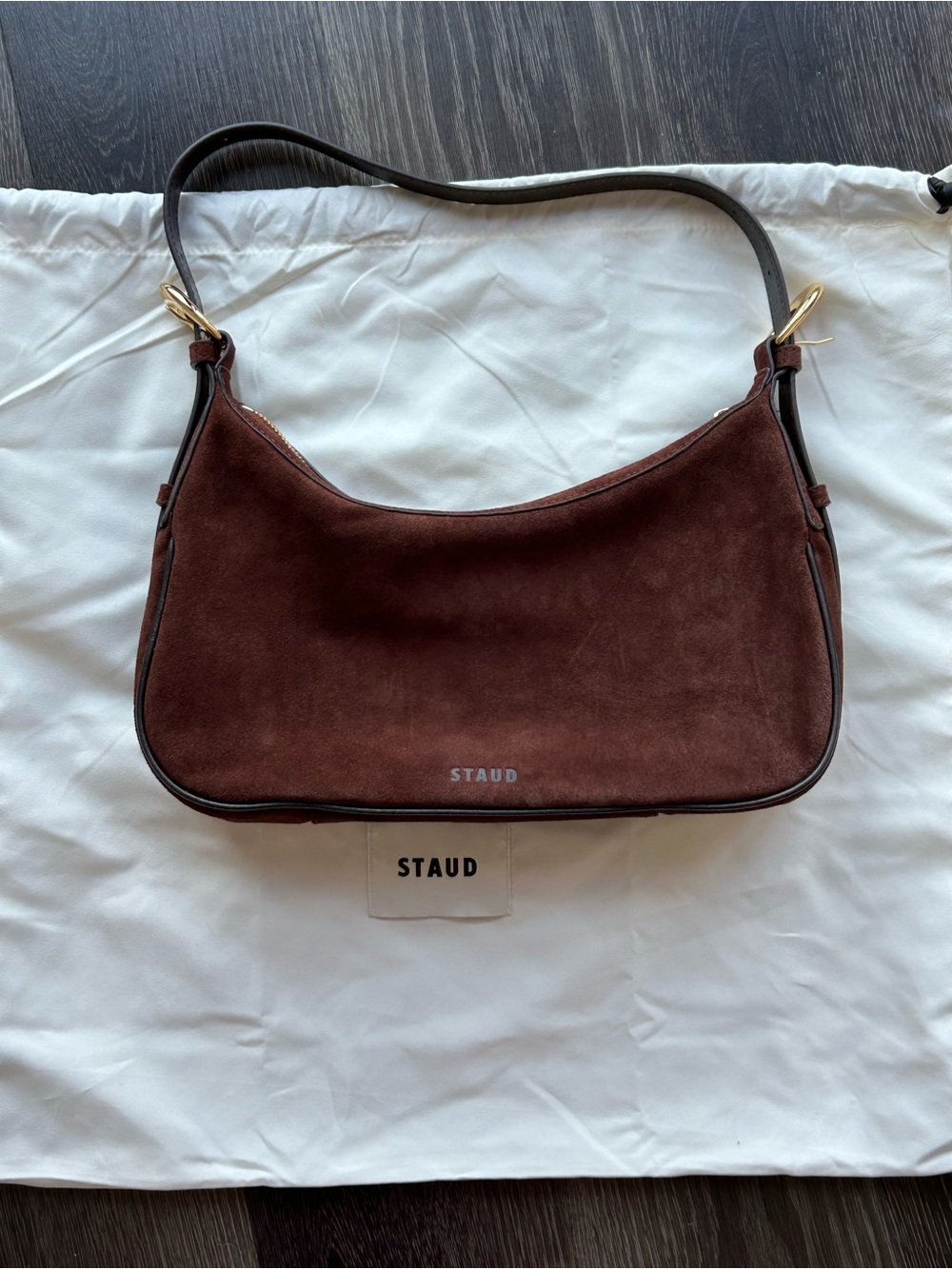 Staud Mahogany Suede Shoulder Bag